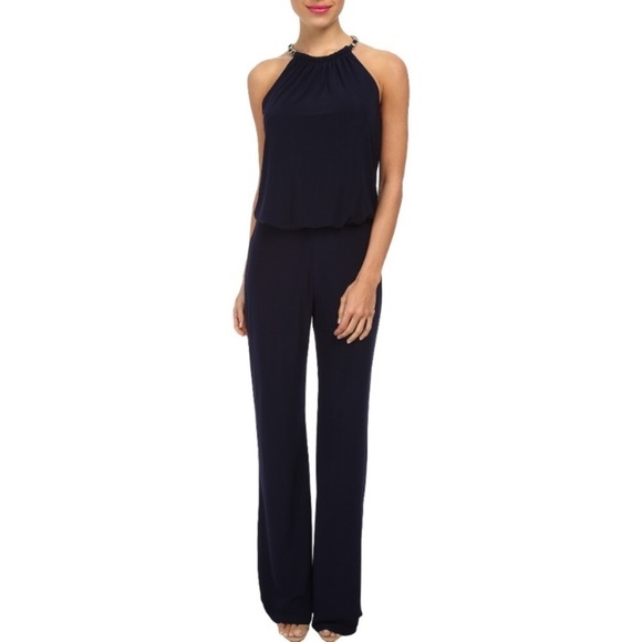 LAUNDRY by Shelli Segal Black Chain Neck Jumpsuit - Picture 2 of 16